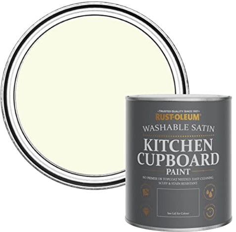Rust-Oleum Off White Scrubbable Kitchen Cupboard Paint in Satin Finish - Shortbread 750ml