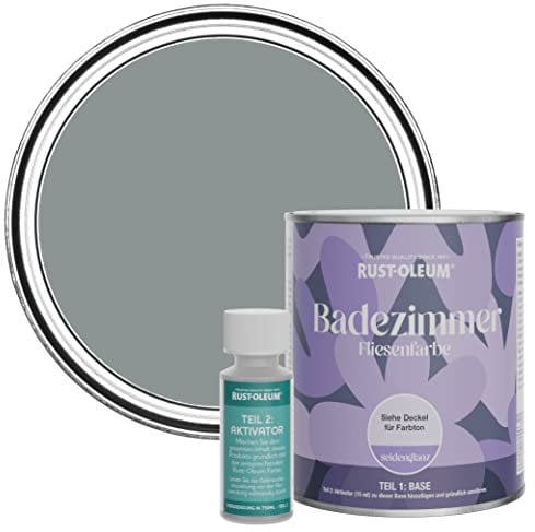Rust-Oleum Grey Water-Resistant Bathroom Tile Paint in Satin Finish - Slate 750ml