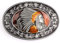 Longcreek Silber Indianer Gürtelschnalle, Oval, 9 × 6,1 cm, 84 g, für Gürtel bis 1,5 Zoll Breite, Western, Intricate, Poliert, Zinklegierung