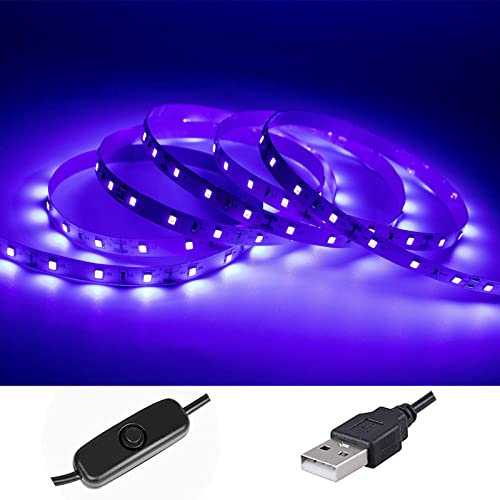 BAOMING 3M Schwarzlicht Streifen USB, UV LED Strip, 5V Flexibel Selbstklebend Lichtleiste UV Lampe IP20, Lichtband Black Light für Heimdekoration, beleuchten Sie Uranglas,Party, Club, Disco Deko