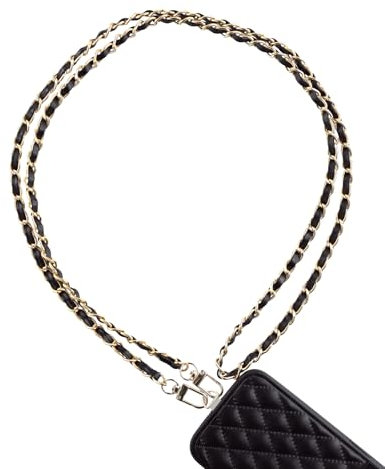 AHABIPERS Phone Lanyard, Universal Purse Chain for Cases, Metal Chain Strap - Black