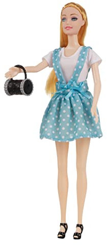 Baroni Home Puppe Emily 50er Jahre mit Zubehör, Schuhe, passende Tasche, Spielzeug für Kinder 3+