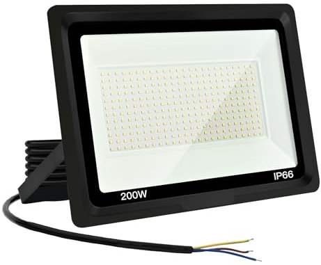 Jefedana LED Strahler Außen 200W-IP66 Wasserdicht Fluter-6000K 20000LM Superhell LED-Strahler für Hinterhof, Garage, Flur,Garten