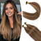 S-noilite Extensions de Cheveux Naturel Keratine, Bondings Extension de Humain Cheveu, Vrai Cheveux Kératine Extensions de Chevelure, 50g/Pack U Tip Extension, 40CM Châtain Chocolat/Blond Foncé