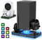 Ständer für Xbox Series X/S mit Ladestation, Ladestation für Controller mit RGB LED Licht, 3 USB Ports, Kühler Fan Zubehör Kit für Xbox Series X/S Konsole (Akku Nicht im Lieferumfang enthalten)