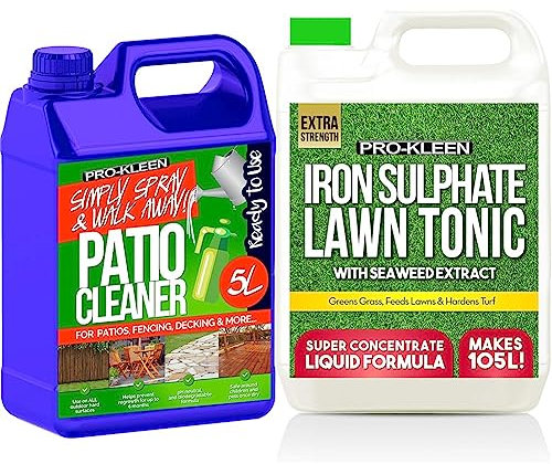 Pro-Kleen 260735 Ready to Use Simply Spray & Walk Away Green Mould and Algae Remover (1 x 5 litres) Patio, Fencing and Decking Cleaner, Multi & Lawn Tonic Liquid Iron Sulphate Quality Ferrous