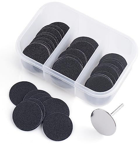 BNG 60pcs Feet Grinder Sandpaper, 80#, 120#, 180# Grit Replacement Foot File Pads with Electric Sanding Disc Shaft for Callus Removal Foot Care, Cracked Heels Hard Dead Skin Pedicure Tool(φ25mm)