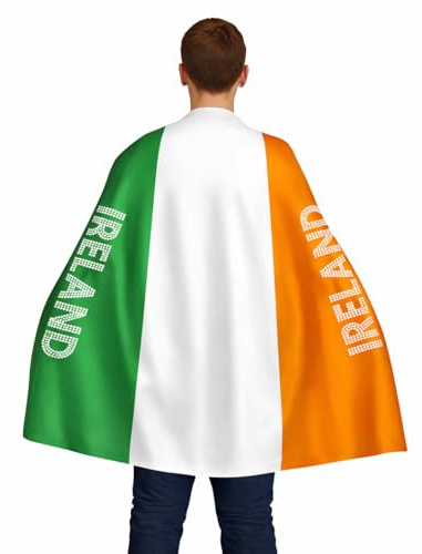 Ireland Cape Flag - Large Banner 5ftx3ft Irish Wearable Fabric Shoulder Cape Striped Fancy Dress for Irish Mens Ladies Supporters Fans - St Patrick's Day Rugby Football Celebration Sporting Events