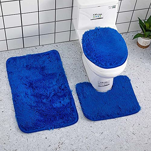 AYGCI Manta de Baño de Color Sólido 3 Juegos de Almohadillas de Baño Suaves, Absorbentes de Agua, Almohadillas de Baño Antideslizantes, Juegos de Tapa de Inodoro de Alfombra Lavable