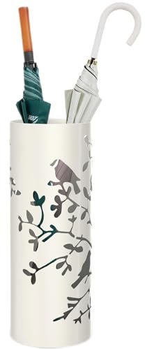 Mango Steam Schirmständer, rund, Singvogel, spiralförmig, 55 cm hoch, Weiß