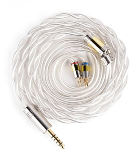 NICEHCK Snowcat IEM Upgrade Cable, 6N OCC IEM Cables, 6N Silver Plated OCC in Ear Monitor Cords for Audiophile Musician Earbuds Replacement Cord (4.4mm mmcx)