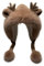 F Fityle Frauen Geweih Ohren Trapper Hut, Niedliche Wintermütze mit Ohren und Geweih, Warme Gehörschutz Hut, Cartoon Weiche Plüsch Mütze, Kunstfell Tiermütze für Outdoor Reiten Klettern, Kaffee