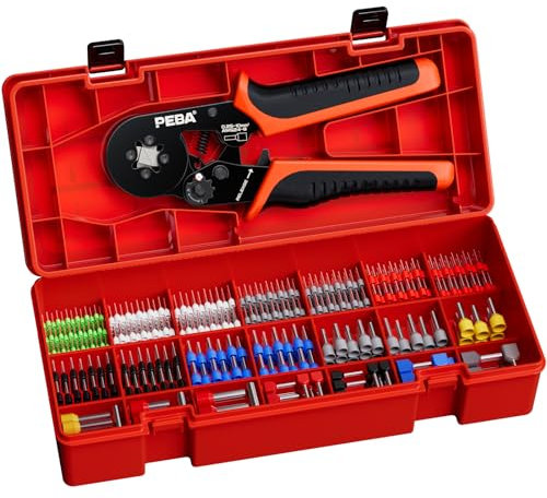 PEBA Set Pinza Crimpatrice per Puntalini Capicorda da 0.25 a 10,0 mm², con 21 tipi di Puntalini/Doppi, Set di Pinza Puntalini - Pinza Crimpatrice Capicorda AWG 24-8 - Pinza Puntalini Elettrici