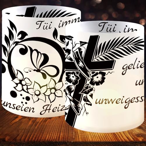 Aitsite 12Pcs Windlicht Tischdeko Trauer, Gedenken an Verstorbene, Trauerlicht Tischdekoration, Trauergeschenk, Trauer Deko für Teelichter oder Kerzen