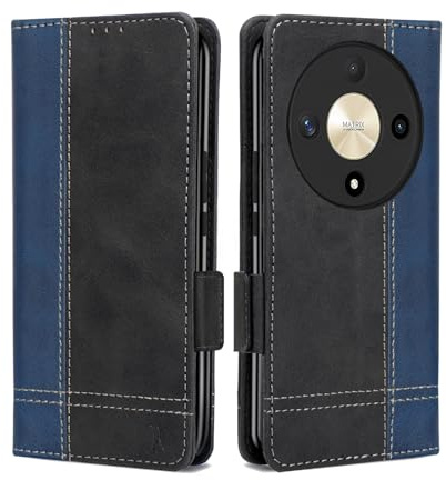 Cover Honor Magic 6 Lite/Honor X9b, Custodia Flip Pelle Portafoglio, Magnetica Libro Slim Thin Silicone TPU Bumper Honor X9b Cover, Wallet con Slot Schede Supporto Antiurto Case Per Honor X9b Blu Nero