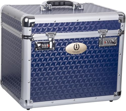 RL24 - Putzbox IRHShiny Imperial Riding | Putzkoffer für Pferde ohne Inhalt | mit Teilwänden & Spiegel im Deckel | Putzkasten in Navy | Pferdezubehör für die Pferdepflege | 38 x 28 x 32 cm