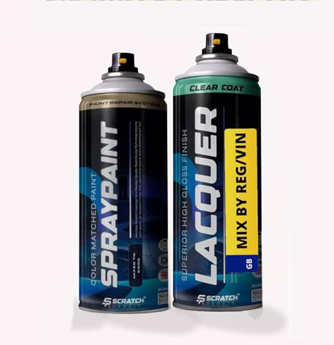 Aerosol Paint Plus Lacquer Clear Coat Scratch Repair Kit Mixed by Reg Registration Plate Car Touch Up Paint for All Automotive Models - Exact Match Guarantee - Pack of 2