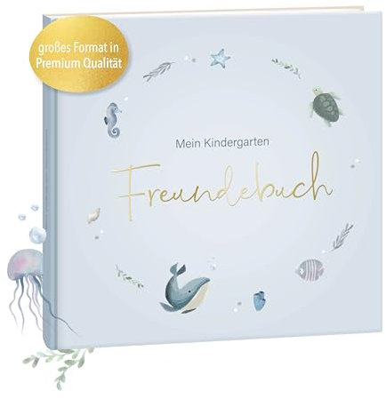 mintkind® Kindergarten Freundebuch Unterwasser, Freundschaftsbuch zum Ausfüllen, Freundebuch für den Kindergarten Mädchen und Jungen, kinderfreundliche Vorlagen und niedliche Illustrationen