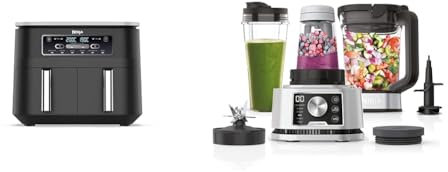 Ninja Foodi Dual Zone Digital Air Fryer, 2 Drawers, 7.6L, 6-in-1, Uses No Oil, Air Fry, Max Crisp & Foodi Power Nutri Blender 3-in-1, Blend Smoothie Bowls, Thick Spreads & Frozen Drinks