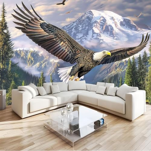 Vlies Fototapete Vögel Adler Mount Rainier Vlies Tapeten Wandtapete 200x140 cm Moderne Wanddeko Design Wand Dekoration Wohnzimmer Schlafzimmer