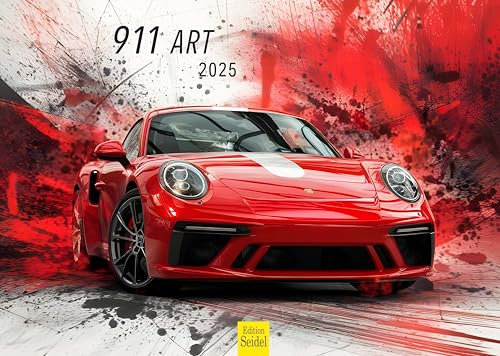 Edition Seidel Premium Kalender 911 Art 2025 Format DIN A3 Wandkalender Autokalender Auto Luxus Wagen Bunt Modern Pop Art Style