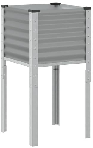 vidaXL Pflanzkübel Grau 45x45x88 cm Stahl, Pflanzgefäß, Tomaten Pflanzkübel, Kräuterbeet, Blumenkasten, Pflanzkasten, Garten Pflanzkübel