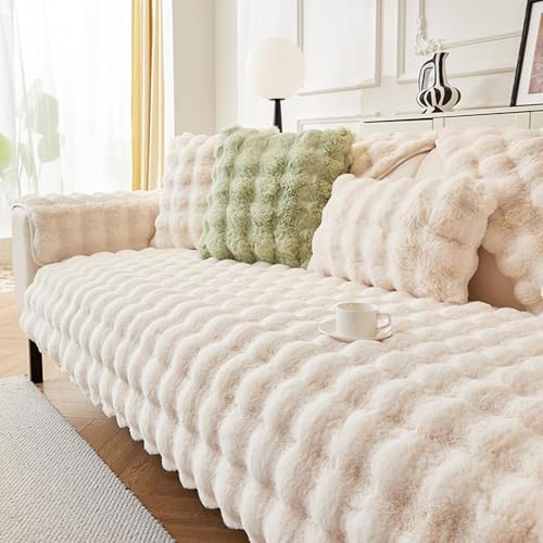 Misorat Samt Sofabezug 1/2/3/4 Sitzer Kaninchen Plüsch Sofa Überzug L Form, Anti-rutsch Waschbar Universelle Couch Überzug Ecksofa, Pets Dog Sofaüberwurf Sofa Überwurf,Sofaschoner,B-70x70cm