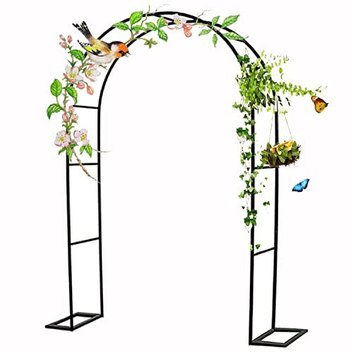 Pérgola grande de metal para jardín, jardín, césped, patio, fácil de montar, color negro, 240 cm