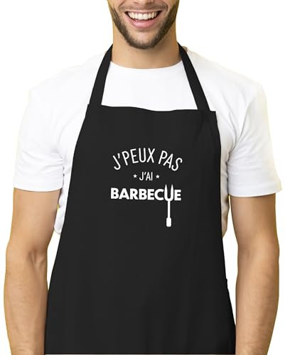 Kiribou Tablier de Cuisine Humoristique J'peux Pas J'ai Barbecue – Cadeau Amusant Pour les Fans de Barbeuc