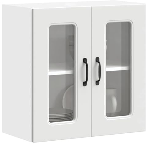 Myheimly Kitchen Cupboard, Küche Schrank, Kuechenschrank, Schrank Für Küche, Küchen Schrank, Hängeschrankm,Holzwerkstoff Küche Schrank,Weiß,wall Glass Cabinet,60 x 31 x 60 cm