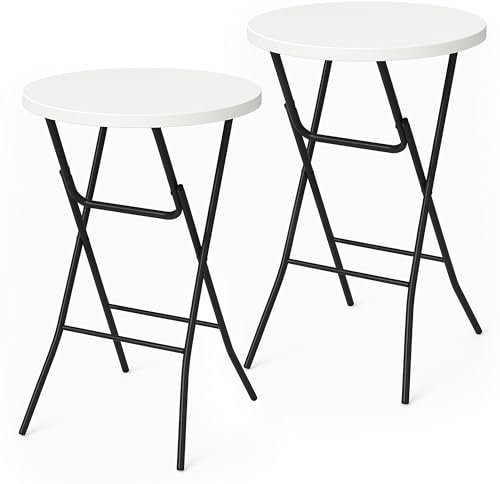 Brixy 2 stabile Stehtische - Partytisch - Robust und witterungsbeständig - klappbar - 80cm x 110cm - Party - Weiß/Grau