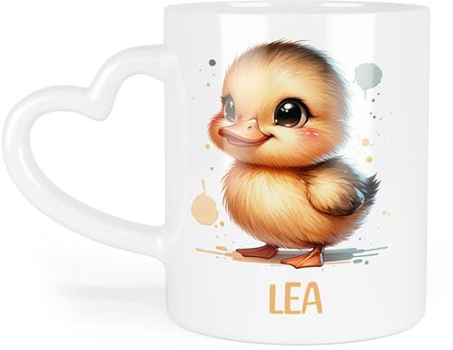 Kiddle-Design Kindertasse mit Namen Personalisiert, Personalisierte Tasse Kinder mit Waschbär, Namenstasse Waschbärtasse, Kinderbecher als Geschenk zur Taufe, Geburt Weihnachten - Emaille Tasse