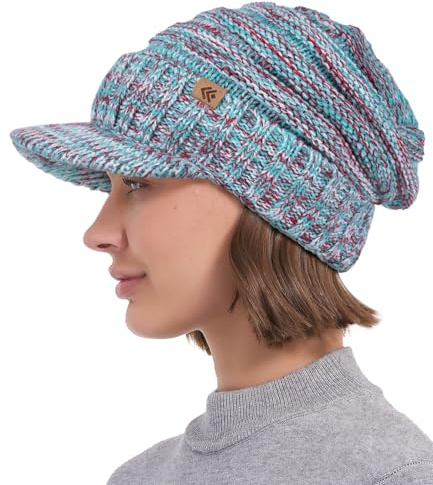 Creekstone Beanie Hüte für Damen Herren Fleece gefütterte Wintermützen Frauen Slouchy Beanies Fleece gefütterte Beanie mit Krempe Visier (DE/NL/SE/PL, Alphanumerisch, Einheitsgröße, Christmas)