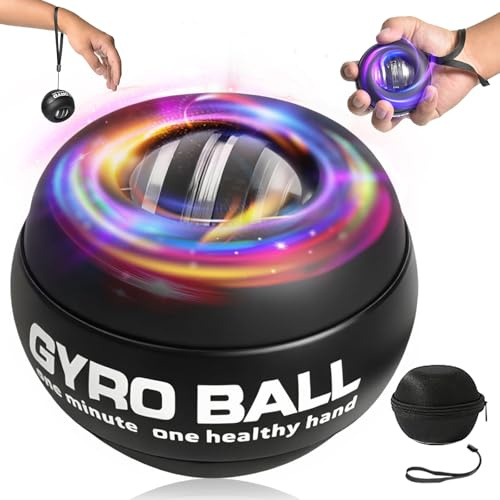 BeSokar Gyroball, Handgelenktrainer-Ball, 5-stufiger Widerstands-/Lichtsteuerung, Gyroskopischer Unterarm-Trainer, zur Stärkung von Armen, Fingern, Handgelenk