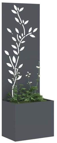 vidaXL Garten Sichtschutz-Leinwand Floral Anthrazit 50 x 32 x 150 cm | Schlanke und praktische Gestaltung, Schnell aufgebaut mit wenigen Werkzeugen, Speziell für den Außeneinsatz geeignet