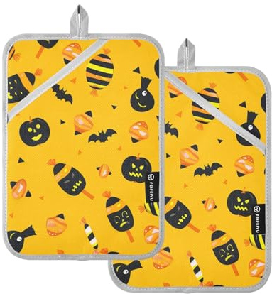 Presina da cucina resistente al calore con tasca, confezione da 2, motivo: Happy Candy colorato