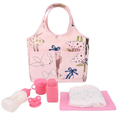 Bebamour Einhorn Puppe Wickeltasche mit Puppe Wickelmatte tragen Puppe Zubehör Mode Kinder Mädchen Baby Tasche