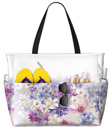 Gnbmvcc Floral Swirls Ivy Damen Strandtasche Reißverschluss Handtasche Reisen Einkaufen Reisen Schwimmbad