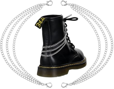 Grevosea 2 PCS Boot Charms, Goth Shoe Charms Boot Chains for Women Shoe Accessories Punk Decoration for Boot Sneaker Bag Handbags Purse Pants Car Keychain (Silver)
