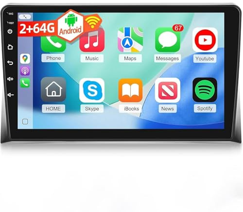 NHOPEEW 2G+64G Android Autoradio per VW T5 Multivan 2008-2015 - 9 pollici Stereo con Senza fili Carplay e Android Auto WiFi EQ GPS FM RDS + AHD Telecamera posteriore