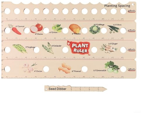 Règle pour plantes en bois avec trous pré-percés pour une mesure précise de l'espacement et de la profondeur dans le jardinage de légumes et d'herbes aromatiques