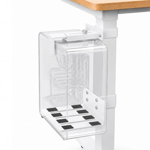 PC Halterung Unter Schreibtisch, Verstellbare PC Halter Wandhalterung Ohne Bohren CPU-Halter für Höhenverstellbare Schreibtische, Belastbar bis 18 kg (40 lbs) (80×50 mm (L×B))