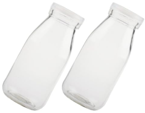 FUNOMOCYA Bouteilles de Yaourt en Verre 250ml Couvercles Lot de 2 Faciles à Transporter pour Usage Familial et Restaurant