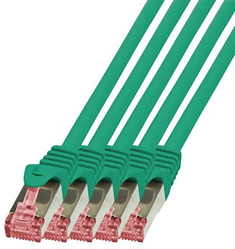 BIGtec Lan Kabel 5 Stück 20m Netzwerkkabel Ethernet Internet Patchkabel CAT.6 grün Gigabit SFTP doppelt geschirmt für Netzwerke Modem Router Switch 2 x RJ45 kompatibel zu CAT.5 CAT.6a CAT.7 Stecker