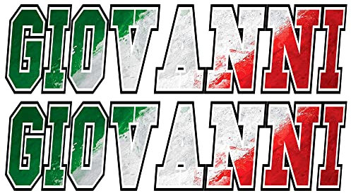 Adesivi Nome 2 Pezzi - 10 15 20 25 30 cm Kit Personalizzato - Vari Modelli disponibili (10x3 cm, Giovanni, Bandiera Italiana)