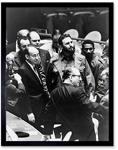 Wee Blue Coo Vintage B&W History Fidel Castro Art Print Framed Poster Wall Decor Kunstdruck Poster Wand-Dekor-12X16 Zoll