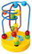 Bino Motorikschleife, Holzspielzeug, (Motorikspielzeug für Kinder ab 10 Monaten, fördert die motorischen Fähigkeiten, mit gelb lackiertem Holzsockel, Maße ca. 9x12,5x9 cm), Gelb