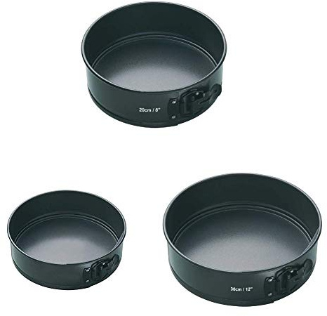 KitchenCraft MasterClass Non Stick Quick-Release Springform Cake Tin with Loose Bases, 20 cm (8 Inch), 23 cm (9 Inch), 30 cm (12 Inch)