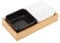 Ceramic Serving Platter with Dividers Black and White Serving Tray Divided 2 or 4 Section Plates Wood Square Relish Tray for Party Bar Food Snack Fruit Caddy Holder(#1)