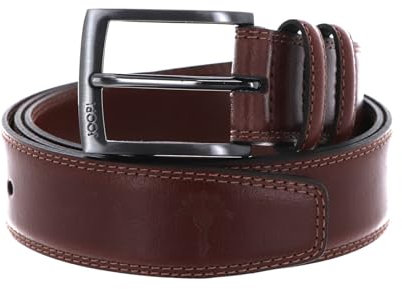 Joop! Herren Gürtel - Coll. Belt 3,5 cm, Echtleder, Dornschließe, doppelte Nähte, Logo (90 cm, Cognac)